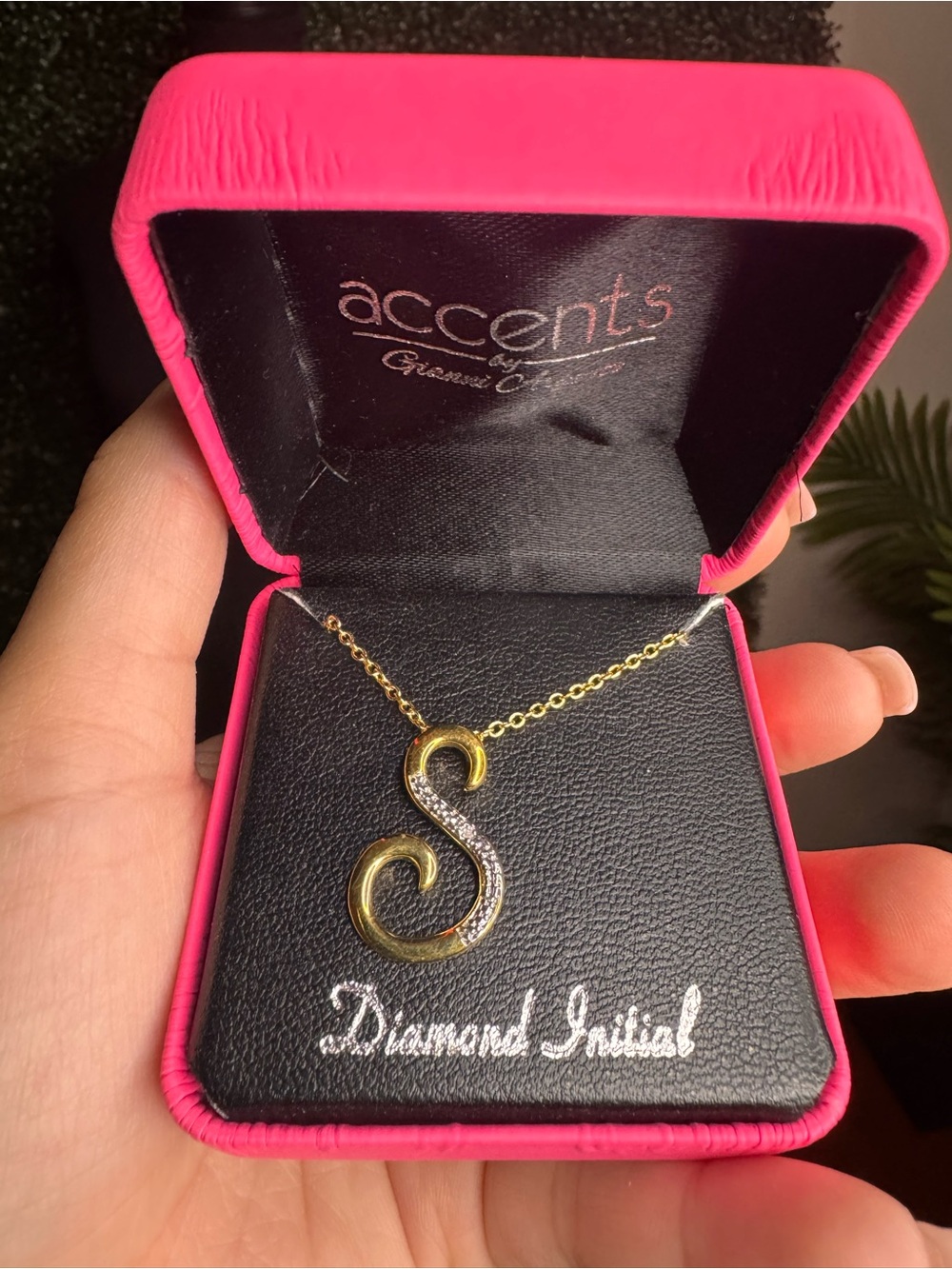 Accents Gold 'S' Diamond Initial Necklace